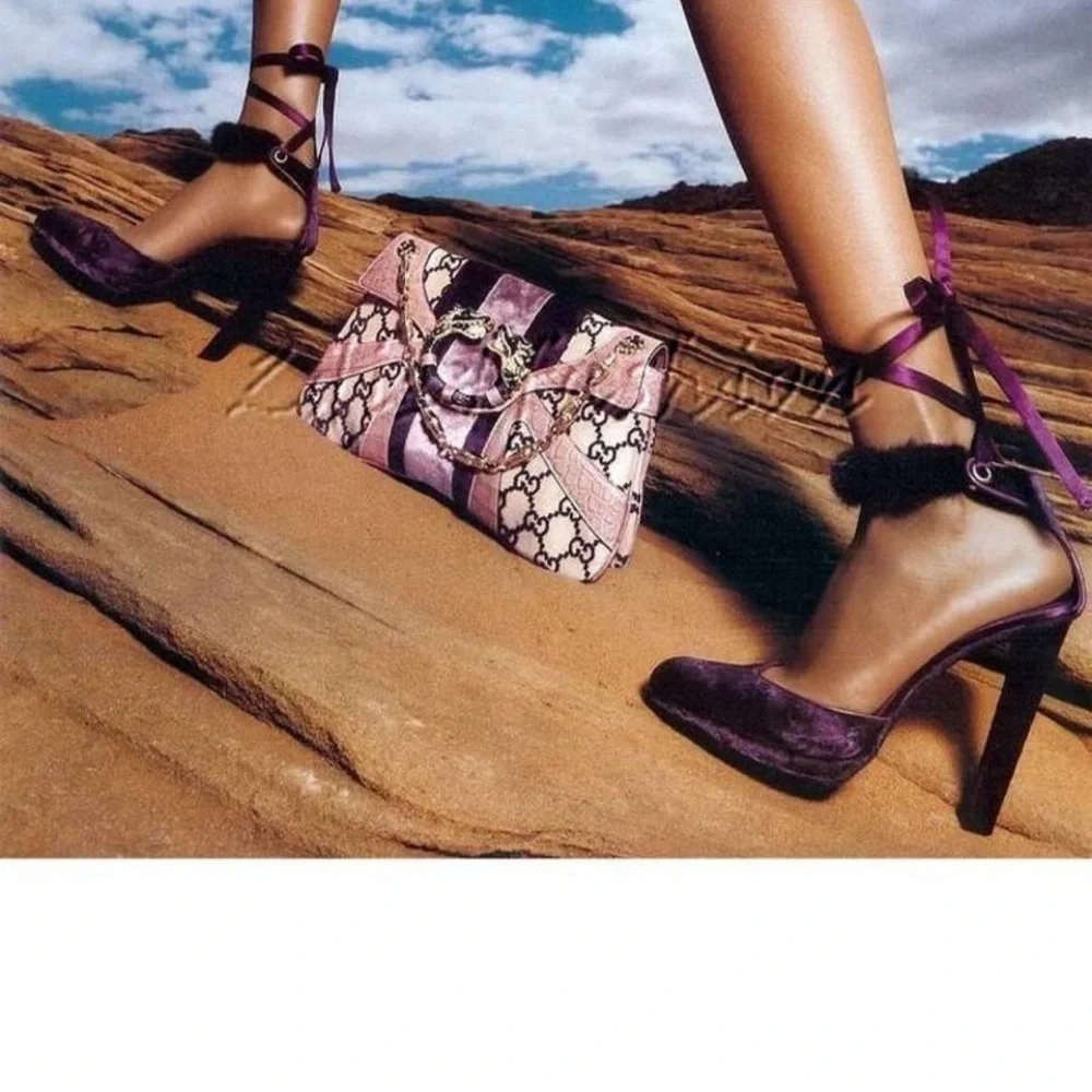 Gucci Purple Tom Ford Farewell Collection Mink Python Velvet Heel Pumps - Picture 10 of 11